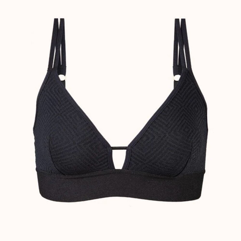 NWT Lively The Deco Mesh Bralette: Jet Black - S